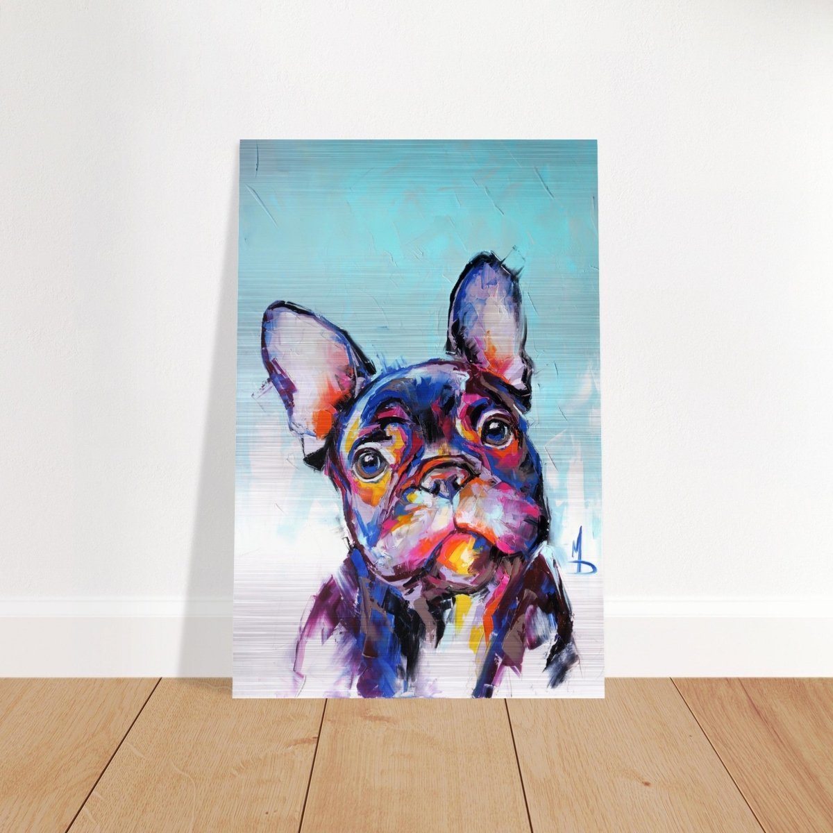 Da Vinci Animal Kingdom Wall art print | Vibrant Frenchie: Colorful Bulldog Art Print - Brushed Aluminum Print - 50x75 cm / 20x30″ - 