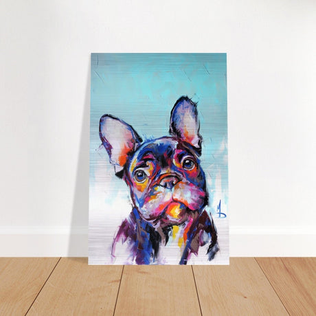 Da Vinci Animal Kingdom Wall art print | Vibrant Frenchie: Colorful Bulldog Art Print - Brushed Aluminum Print - 50x75 cm / 20x30″ - 