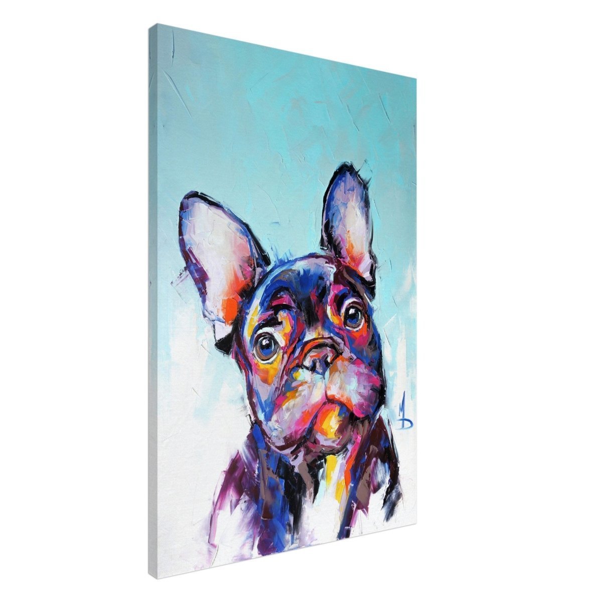 Da Vinci Animal Kingdom Wall art print | Vibrant Frenchie: Colorful Bulldog Art Print - Canvas - 60x90 cm / 24x36″ - 