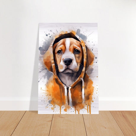 Da Vinci Animal Kingdom Wall art Print | Whimsical Beagle Charm: Watercolor Pup Portrait - Brushed Aluminum Print - 60x90 cm / 24x36″ - 