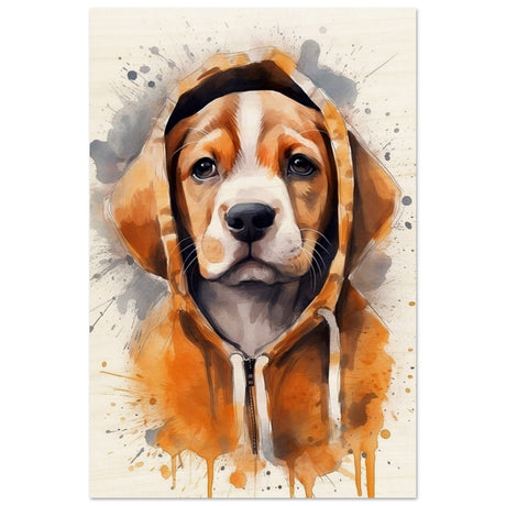 Da Vinci Animal Kingdom Wall art Print | Whimsical Beagle Charm: Watercolor Pup Portrait - Wood Prints - 60x90 cm / 24x36″ - 