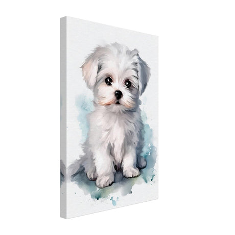 Da Vinci Animal Kingdom Wall art print | Whimsical Whispers: White Paws | Dog | Maltese - Canvas - 30x45 cm / 12x18″ - 