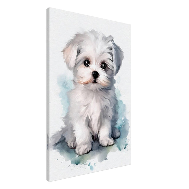 Da Vinci Animal Kingdom Wall art print | Whimsical Whispers: White Paws | Dog | Maltese - Canvas - 60x90 cm / 24x36″ - 