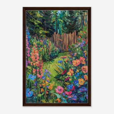 Da Vinci Contemporary Modern Art Wall art print | English garden - Framed Canvas - 50x75 cm / 20x30″ - Dark wood frame