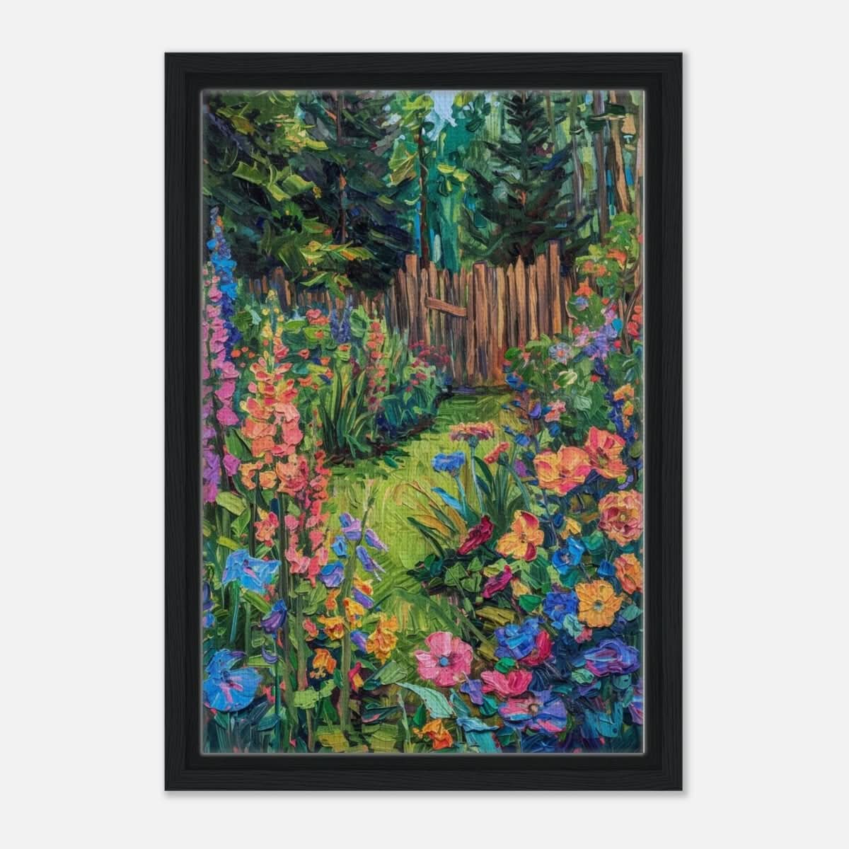 Da Vinci Contemporary Modern Art Wall art print | English garden - Framed Canvas - 30x45 cm / 12x18″ - Black frame