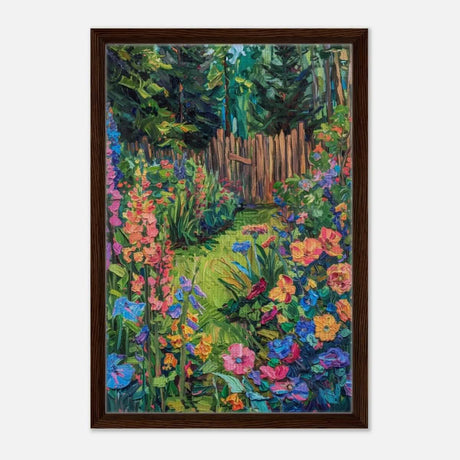 Da Vinci Contemporary Modern Art Wall art print | English garden - Framed Canvas - 40x60 cm / 16x24″ - Dark wood frame