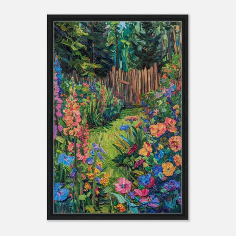 Da Vinci Contemporary Modern Art Wall art print | English garden - Framed Canvas - 50x75 cm / 20x30″ - Black frame