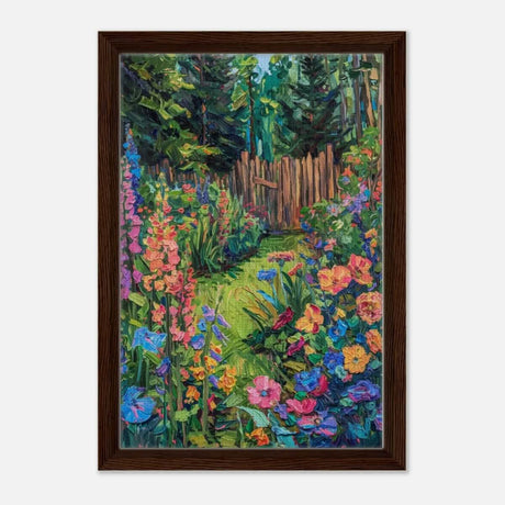 Da Vinci Contemporary Modern Art Wall art print | English garden - Framed Canvas - 30x45 cm / 12x18″ - Dark wood frame
