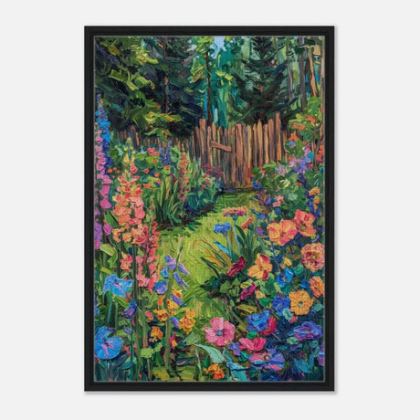 Da Vinci Contemporary Modern Art Wall art print | English garden - Framed Canvas - 60x90 cm / 24x36″ - Black frame