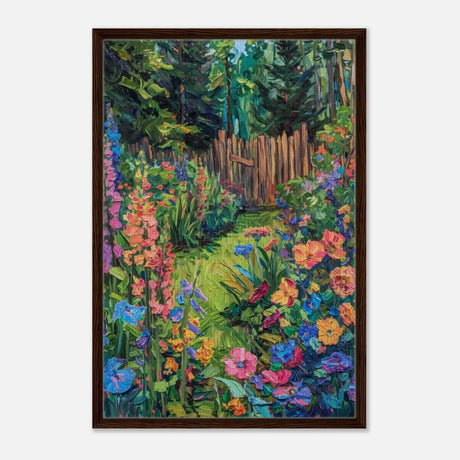 Da Vinci Contemporary Modern Art Wall art print | English garden - Framed Canvas - 60x90 cm / 24x36″ - Dark wood frame