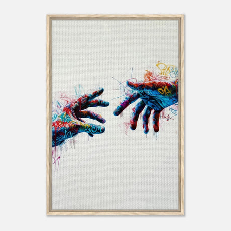 Da Vinci Contemporary Modern Wall art Print | Hands - Framed Canvas - 60x90 cm / 24x36″ - Wood frame