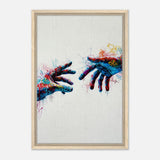 Da Vinci Contemporary Modern Wall art Print | Hands - Framed Canvas - 40x60 cm / 16x24″ - Wood frame
