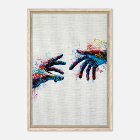 Da Vinci Contemporary Modern Wall art Print | Hands - Framed Canvas - 40x60 cm / 16x24″ - Wood frame