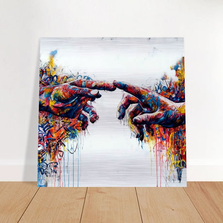 Da Vinci Contemporary Modern Wall art Print | Hands - Brushed Aluminum Print - 60x60 cm / 24x24″ - 