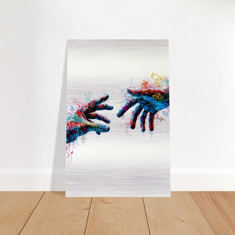 Da Vinci Contemporary Modern Wall art Print | Hands - Brushed Aluminum Print - 60x90 cm / 24x36″ - 