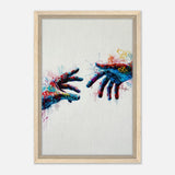 Da Vinci Contemporary Modern Wall art Print | Hands - Framed Canvas - 30x45 cm / 12x18″ - Wood frame
