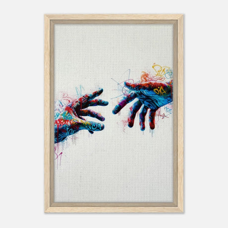 Da Vinci Contemporary Modern Wall art Print | Hands - Framed Canvas - 30x45 cm / 12x18″ - Wood frame