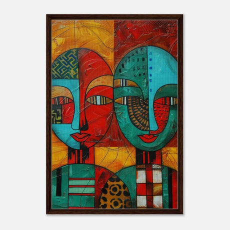 Da Vinci Cubism Wall art Print | African Theme - Framed Canvas - 60x90 cm / 24x36″ - Dark wood frame
