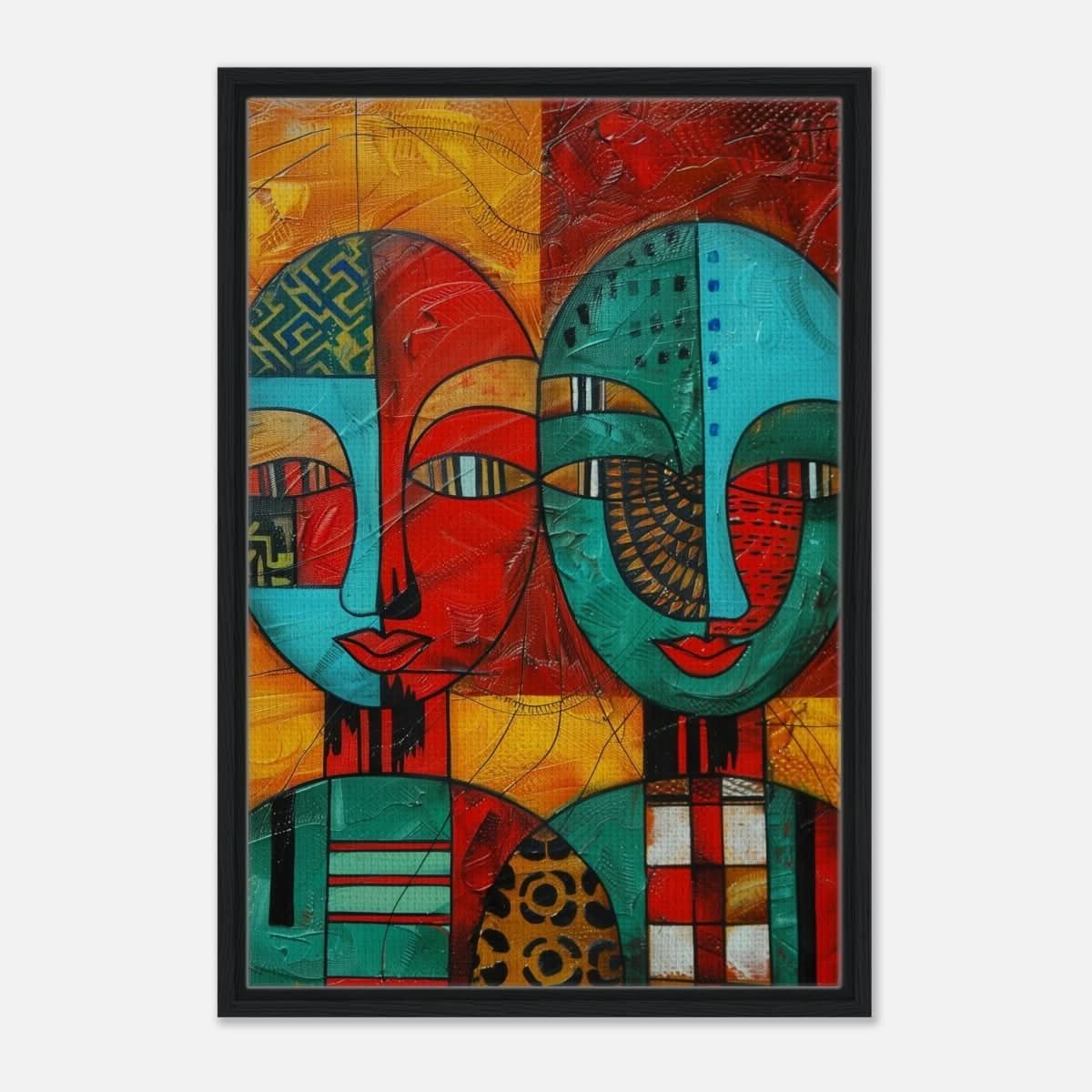 Da Vinci Cubism Wall art Print | African Theme - Framed Canvas - 50x75 cm / 20x30″ - Black frame