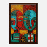 Da Vinci Cubism Wall art Print | African Theme - Framed Canvas - 40x60 cm / 16x24″ - Dark wood frame
