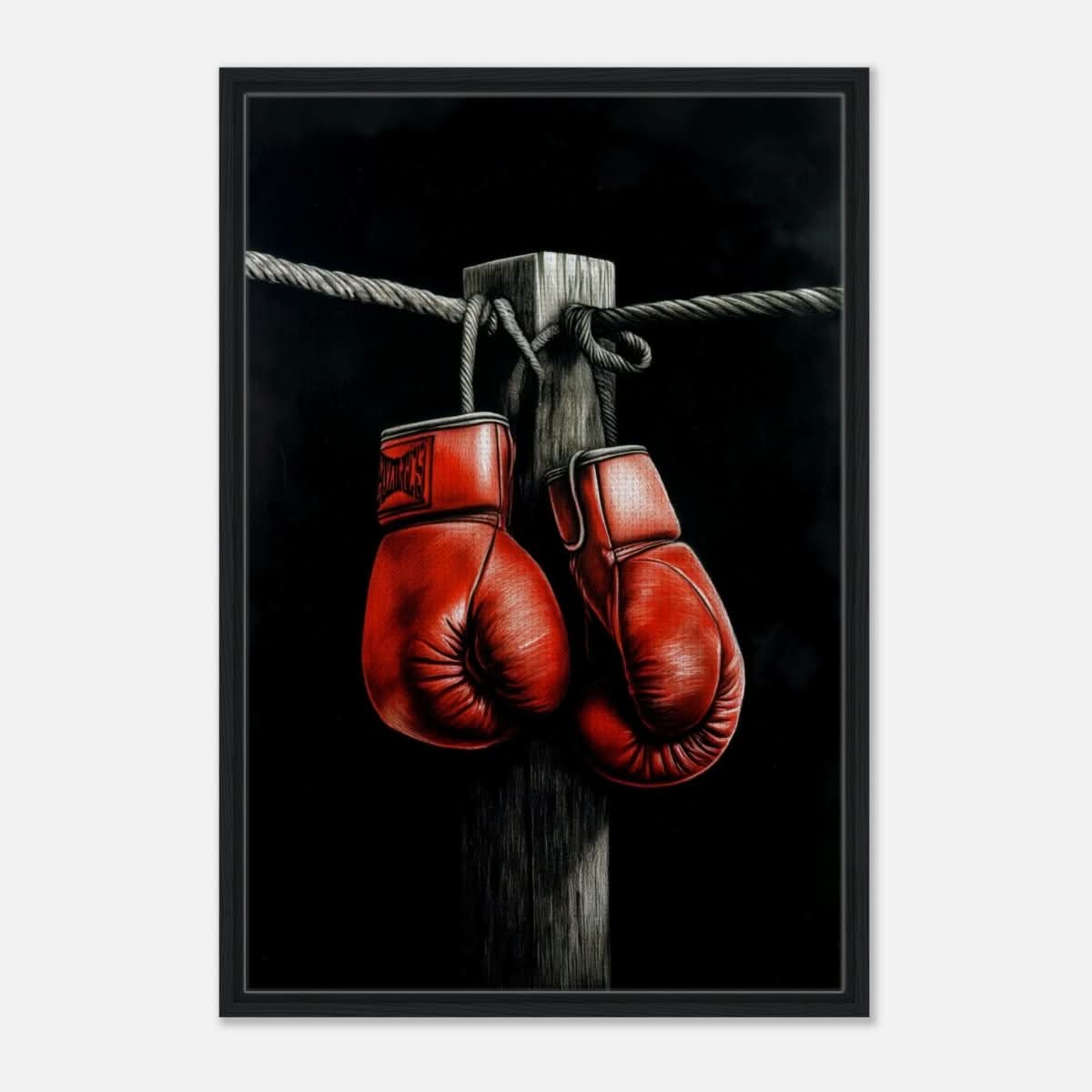 Da Vinci Eclectic Expressions Wall art Print | Boxing Gloves - Framed Canvas - 60x90 cm / 24x36″ - Black frame