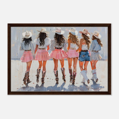 Da Vinci Modern Art Wall art print | Eclectic Expressions | Cowgirls - Framed Canvas - 50x75 cm / 20x30″ - Dark wood frame