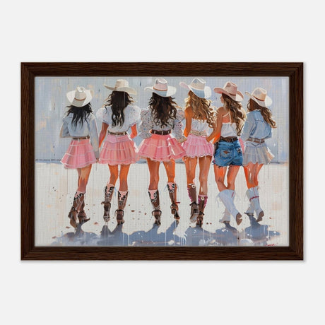 Da Vinci Modern Art Wall art print | Eclectic Expressions | Cowgirls - Framed Canvas - 30x45 cm / 12x18″ - Dark wood frame