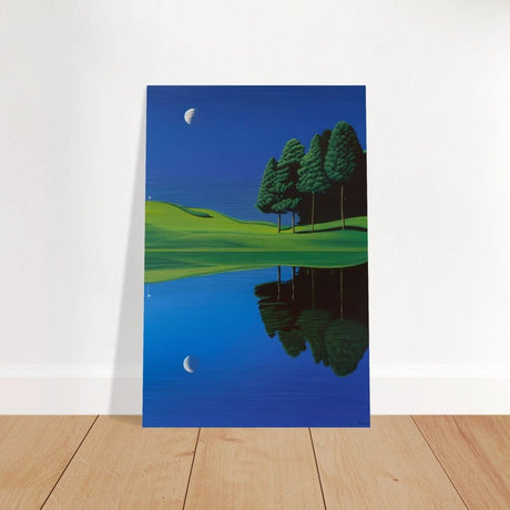 Da Vinci Modern Nature Art Wall art print | Night at the lake - Brushed Aluminum Print - 30x45 cm / 12x18″ - 