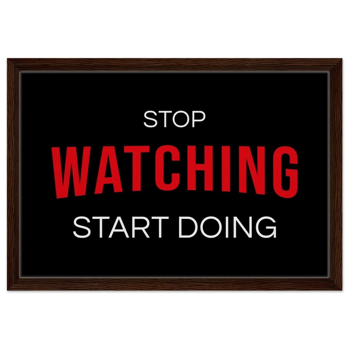 Da Vinci Motivational Art wall art print | Stop Watching Start Doing - Framed Canvas - 40x60 cm / 16x24″ - Dark wood frame
