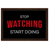 Da Vinci Motivational Art wall art print | Stop Watching Start Doing - Framed Canvas - 40x60 cm / 16x24″ - Dark wood frame