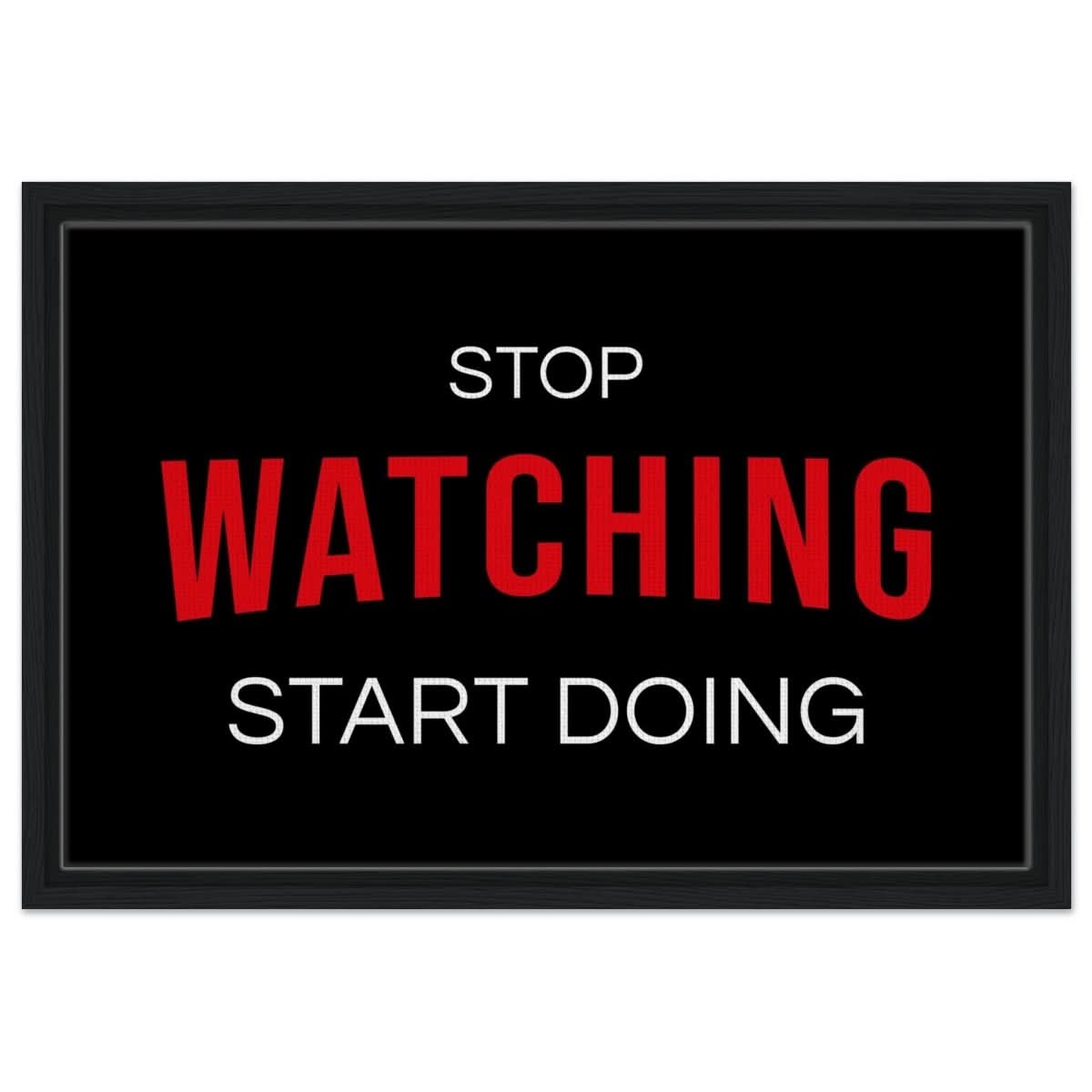 Da Vinci Motivational Art wall art print | Stop Watching Start Doing - Framed Canvas - 40x60 cm / 16x24″ - Black frame