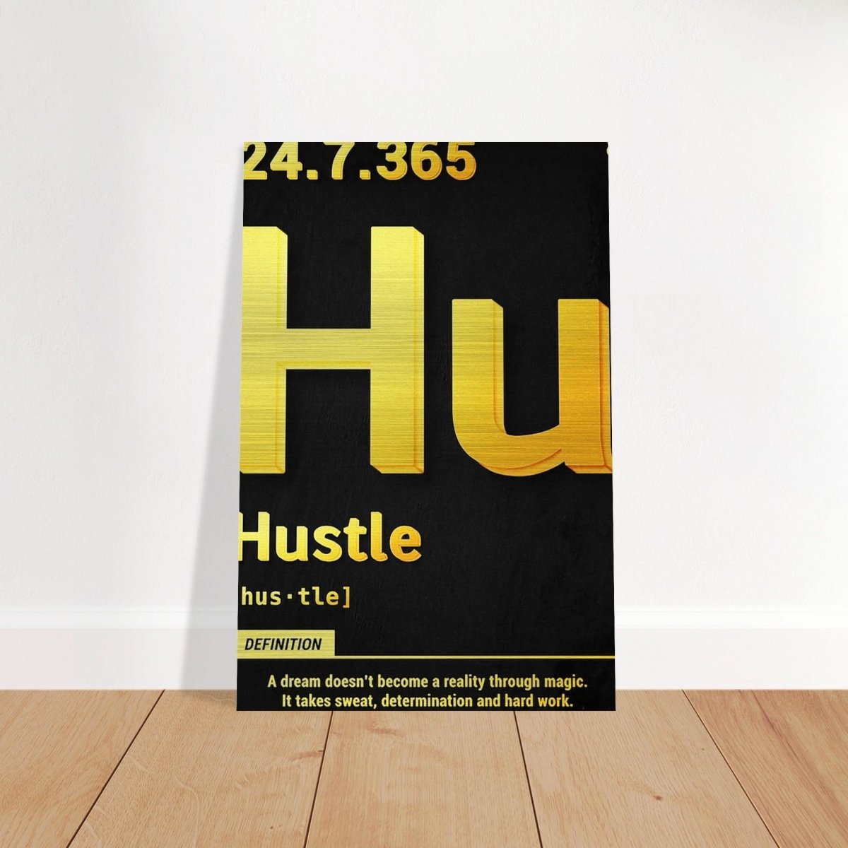 Da Vinci Motivational Wall Art | Hustle - Brushed Aluminum Print - 40x60 cm / 16x24″ - 
