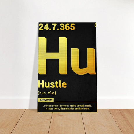Da Vinci Motivational Wall Art | Hustle - Brushed Aluminum Print - 60x90 cm / 24x36″ - 