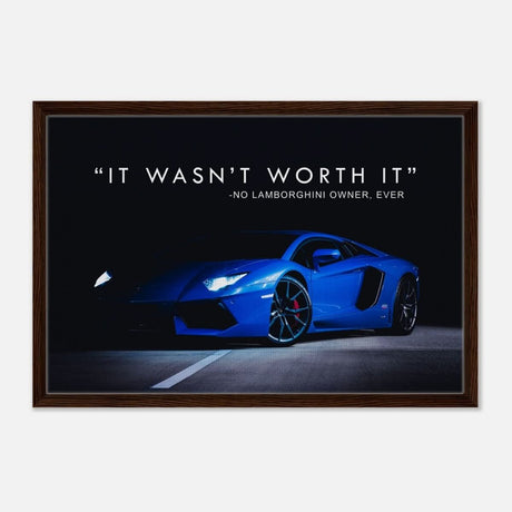 Da Vinci Motivational Wall art | Lamborghini - Framed Canvas - 50x75 cm / 20x30″ - Dark wood frame