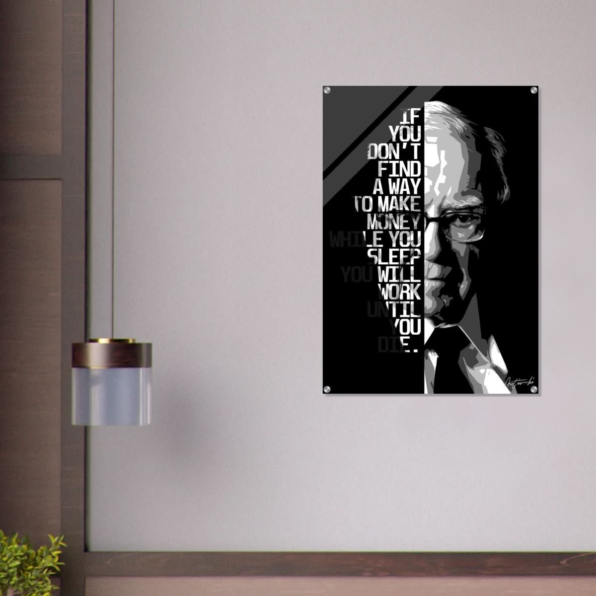 Da Vinci Motivational Wall art | Make Money | Warren Buffett - Acrylic Print - 70x100 cm / 28x40″ - 