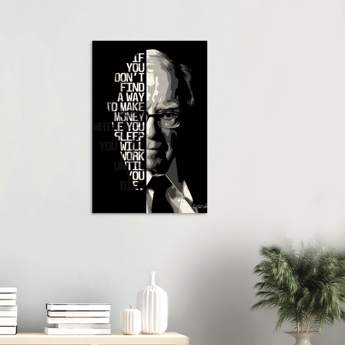 Da Vinci Motivational Wall art | Make Money | Warren Buffett - Wood Prints - 50x75 cm / 20x30″ - 10 mm