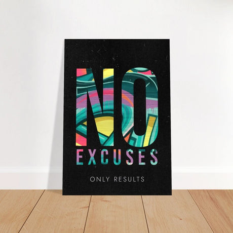 Da Vinci Motivational Wall art | No Excuses - Brushed Aluminum Print - 70x100 cm / 28x40″ - 