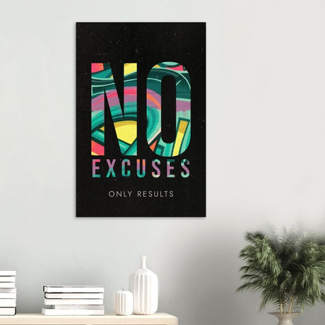 Da Vinci Motivational Wall art | No Excuses - Wood Prints - 60x90 cm / 24x36″ - 20 mm