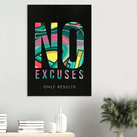 Da Vinci Motivational Wall art | No Excuses - Wood Prints - 70x100 cm / 28x40″ - 10 mm
