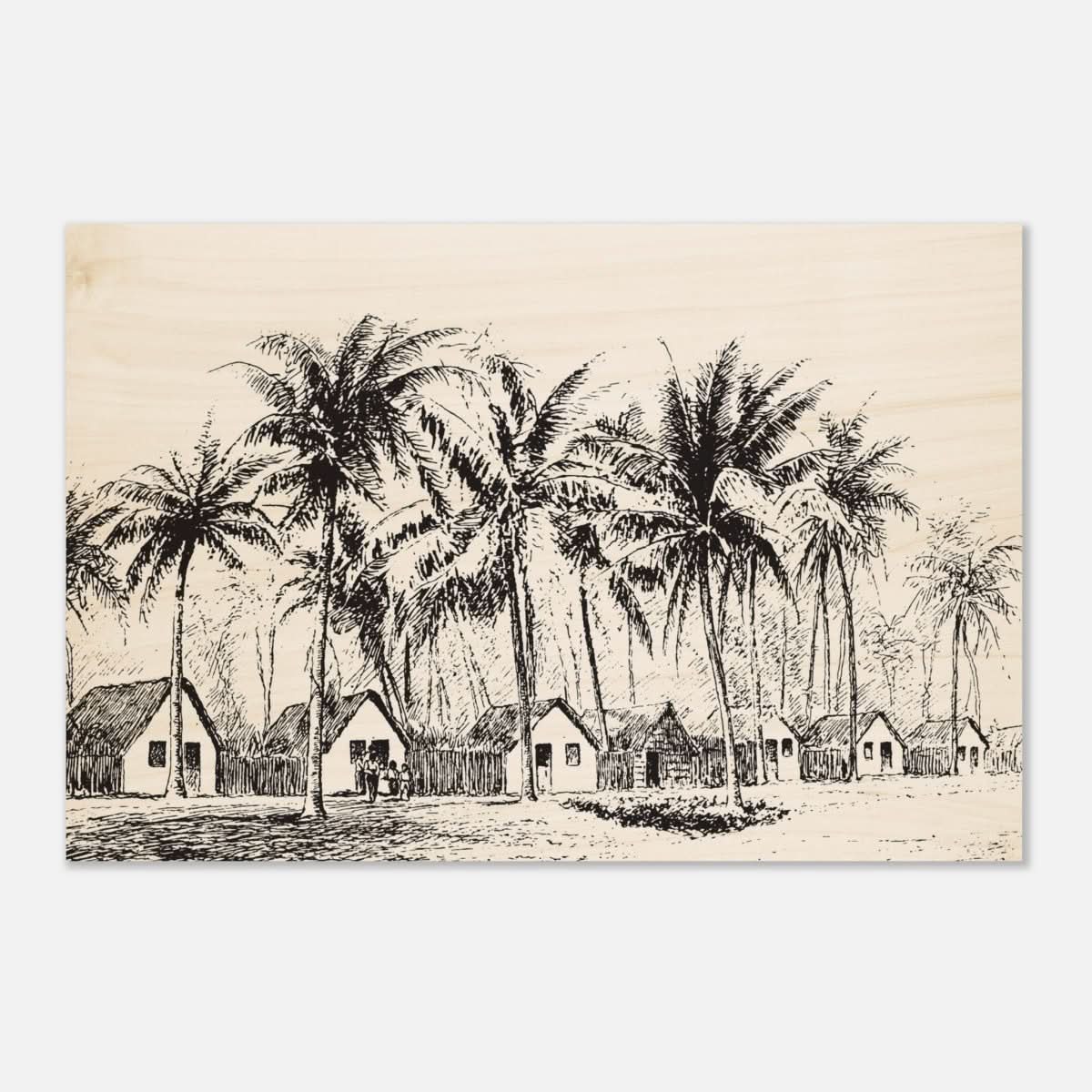 Da Vinci Nature Modern Art Wall art print | black and white beach house - Wood Prints - 50x75 cm / 20x30″ - 