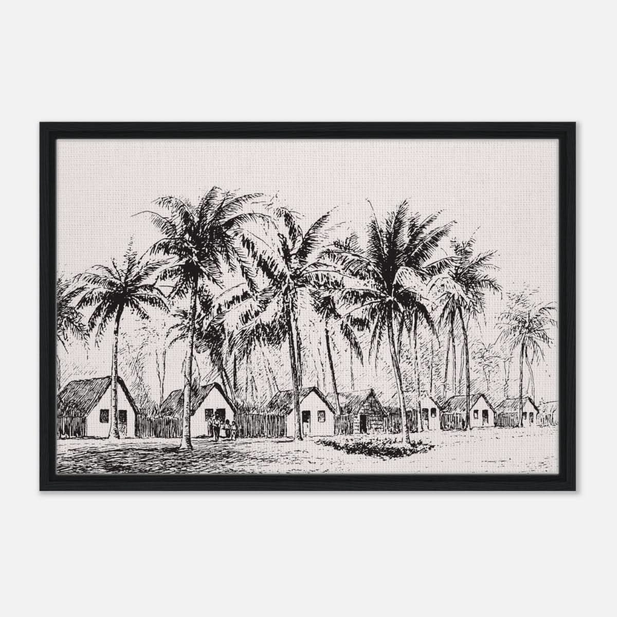 Da Vinci Nature Modern Art Wall art print | black and white beach house - Framed Canvas - 50x75 cm / 20x30″ - Black frame