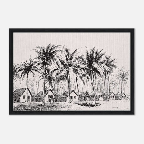 Da Vinci Nature Modern Art Wall art print | black and white beach house - Framed Canvas - 50x75 cm / 20x30″ - Black frame
