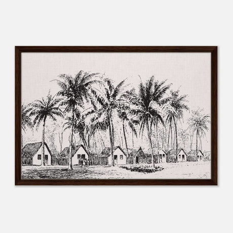 Da Vinci Nature Modern Art Wall art print | black and white beach house - Framed Canvas - 50x75 cm / 20x30″ - Dark wood frame