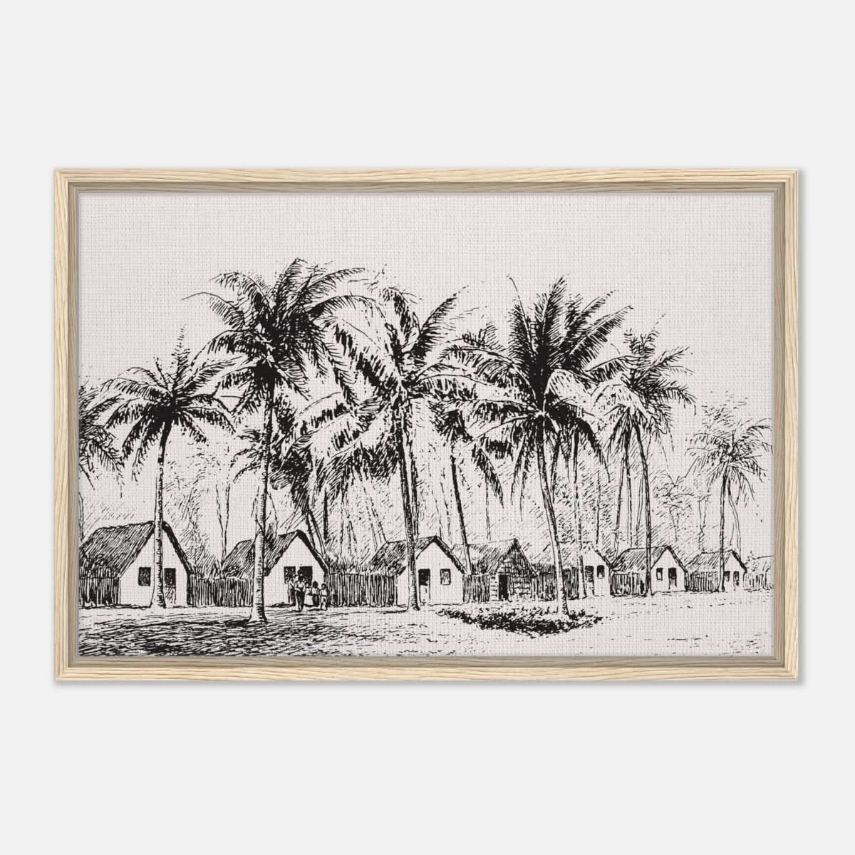 Da Vinci Nature Modern Art Wall art print | black and white beach house - Framed Canvas - 50x75 cm / 20x30″ - Wood frame