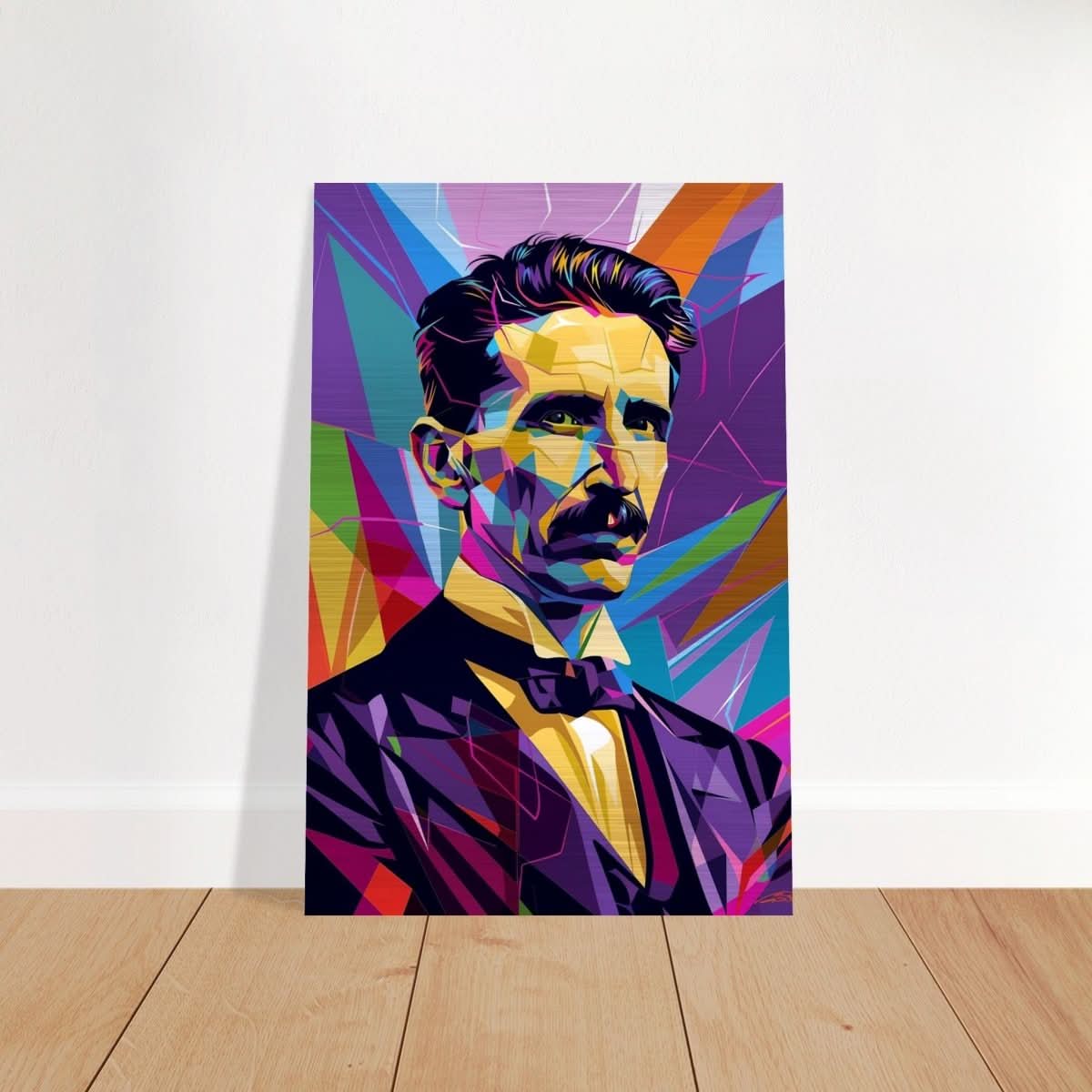 Da Vinci Pop Art Wall Art | Nikola Tesla - Brushed Aluminum Print - 30x45 cm / 12x18″ - 