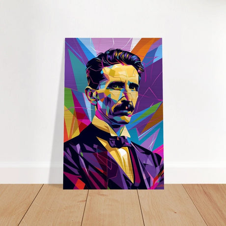 Da Vinci Pop Art Wall Art | Nikola Tesla - Brushed Aluminum Print - 30x45 cm / 12x18″ - 