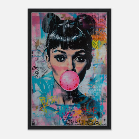 Da Vinci Pop Art Wall art print | Audrey Hepburn - Framed Canvas - 50x75 cm / 20x30″ - Black frame