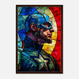 Da Vinci Pop Art Wall art Print | Captain America | Avengers - Framed Canvas - 60x90 cm / 24x36″ - Dark wood frame