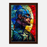 Da Vinci Pop Art Wall art Print | Captain America | Avengers - Framed Canvas - 30x45 cm / 12x18″ - Dark wood frame