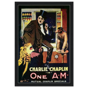Da Vinci Pop Art Wall art print | Charlie Chaplin | One AM - Framed Canvas - 40x60 cm / 16x24″ - Black frame